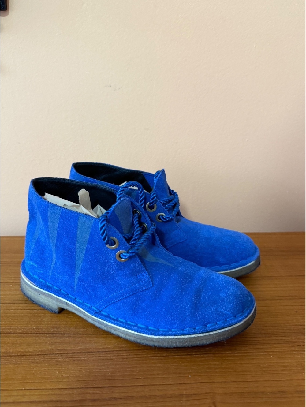 Clark's Size 6.5 Women's Cobalt Blue Suede Chukka Ankle Boots Lace Up Casual